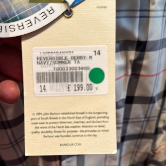 NWT Barbour Reversible Derby Navy Summer Rain Coat. US Size 10-12 - Picture 4 of 4